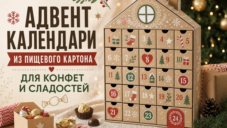 Адвент-календари из пищевого картона для конфет и сладостей