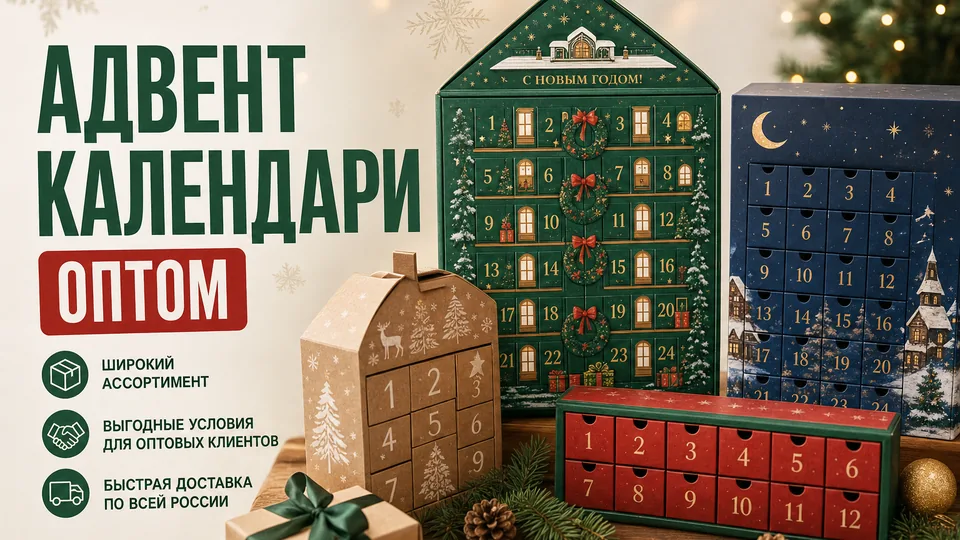 Адвент-календари оптом: тиражи от 50 до 100 000+ штук для бизнеса