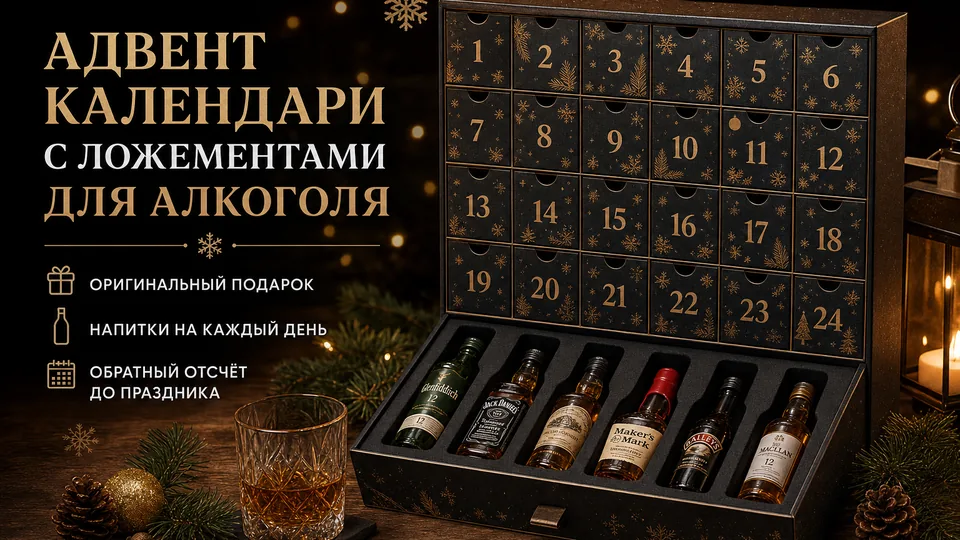 Адвент-календари с ложементами для алкоголя: надёжная фиксация и подача