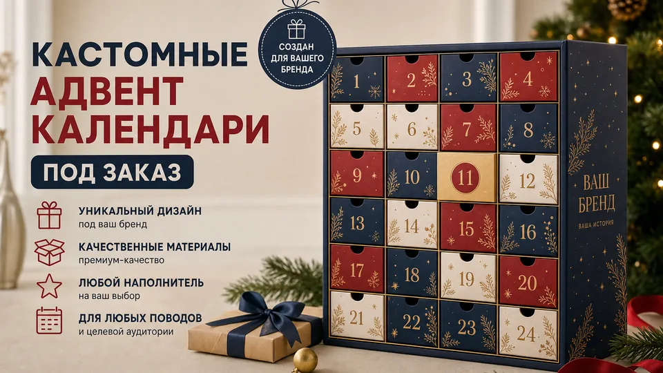 Кастомные адвент-календари под заказ: разработка, производство и наполнение «под ключ»