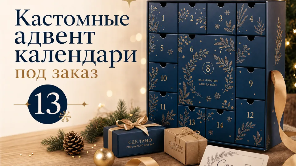 Кастомные адвент-календари под заказ: производство, копакинг и брендирование для бизнеса