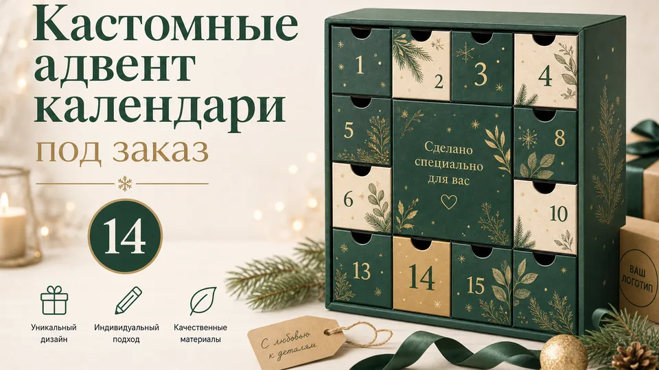 Кастомные адвент-календари под заказ: производство с брендированием и наполнением