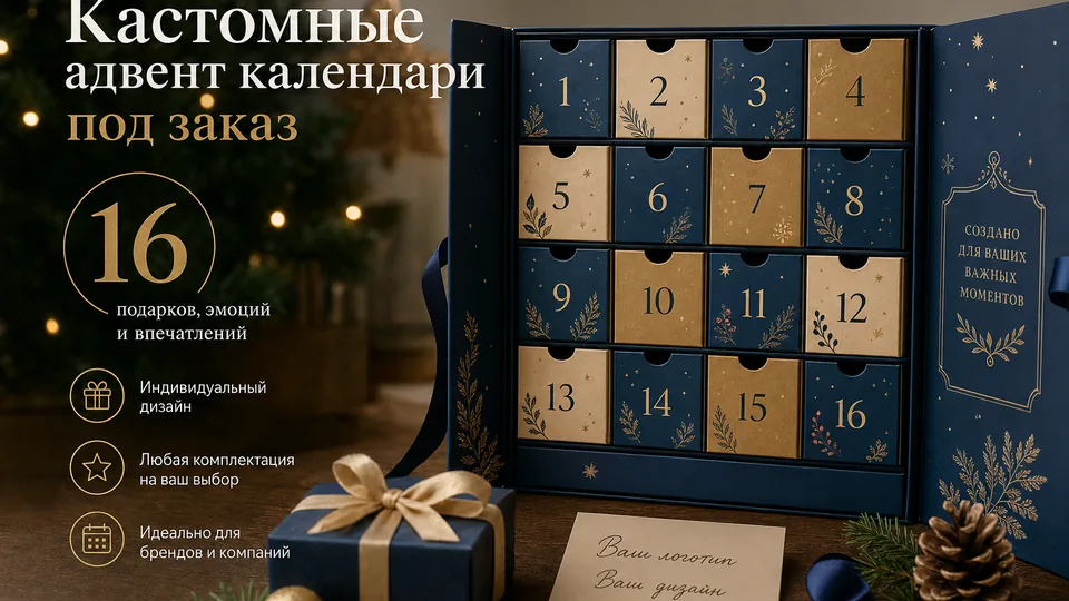 Кастомные адвент-календари под заказ: производство с брендированием и наполнением от 1 штуки
