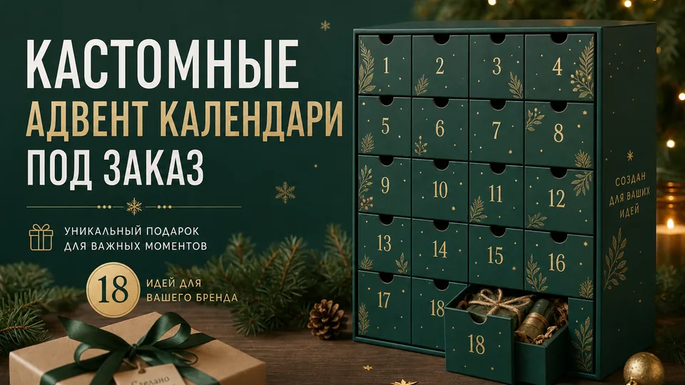 Кастомные адвент-календари под заказ: производство с наполнением и брендированием от 50 штук
