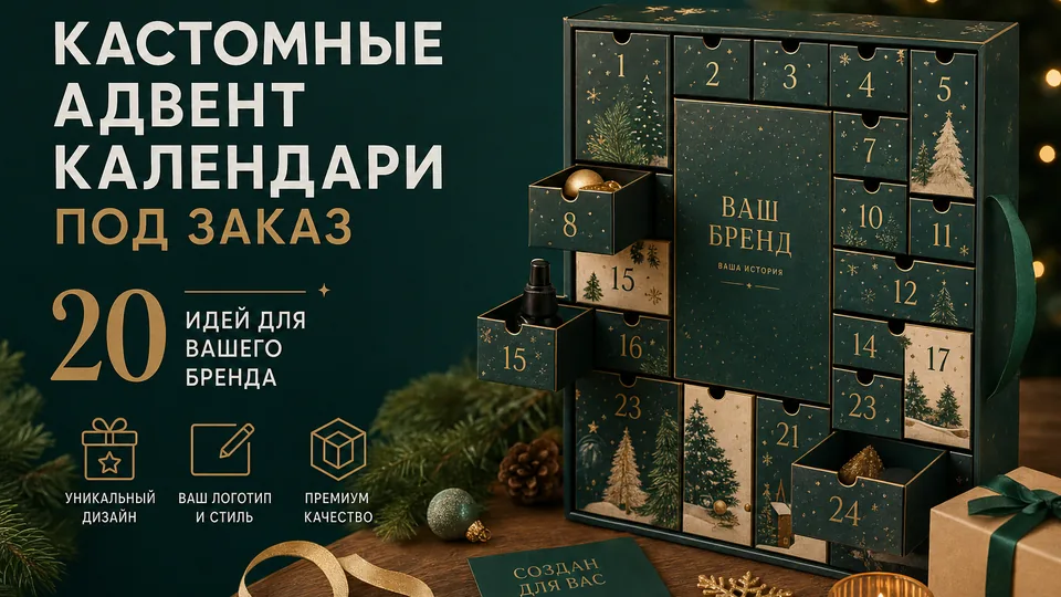 Кастомные адвент-календари под заказ: производство с брендированием и наполнением под ключ