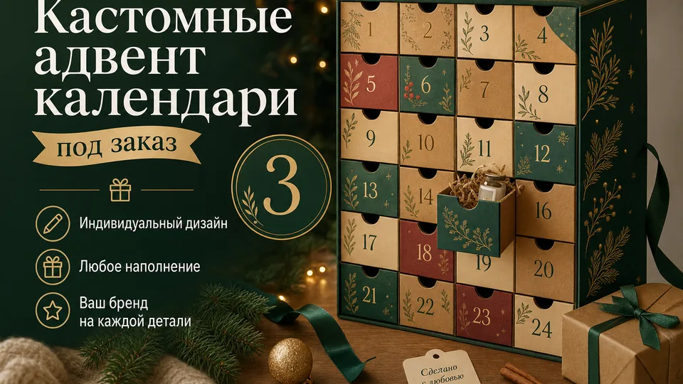 Кастомные адвент-календари под заказ: разработка, производство и наполнение «под ключ» для бизнеса и частных клиентов