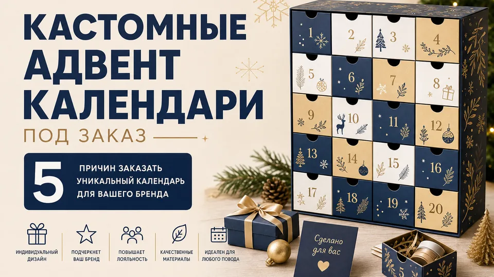 Кастомные адвент-календари под заказ: разработка, производство и наполнение для бизнеса