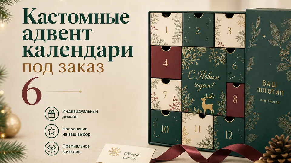 Кастомные адвент-календари под заказ: производство с брендированием и наполнением