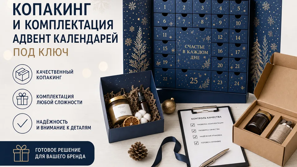 Копакинг и комплектация адвент-календарей под ключ: наполняем косметикой, сладостями, мерчем