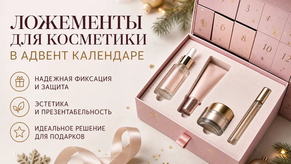 Ложементы для косметики в адвент-календаре: точная фиксация