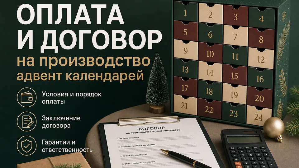 Оплата и договор на производство адвент-календарей: НДС, эквайринг и условия