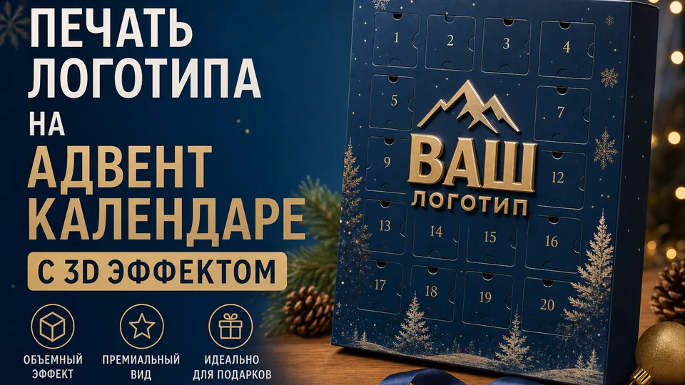 Печать логотипа на адвент-календаре с 3D-эффектом