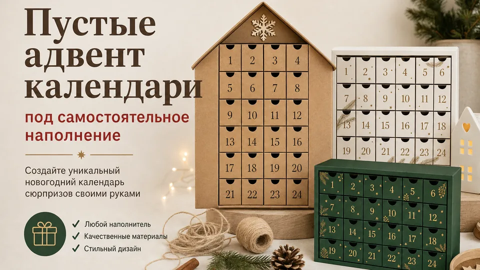 Пустые адвент-календари под самостоятельное наполнение: купить оптом и в розницу